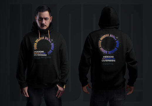 Front and Back Hoodie Oversize Mockups