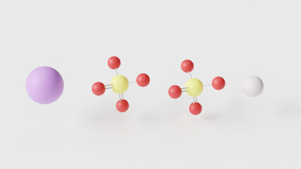 potassium alum molecule 3d, molecular structure, ball and stick model, structural chemical formula e522