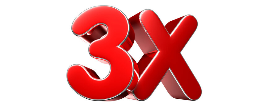 3x red 3D illustration. Advertising signs. Product design. Product sales.