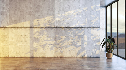 Large luxury modern bright interiors Living room mockup illustration 3D rendering image