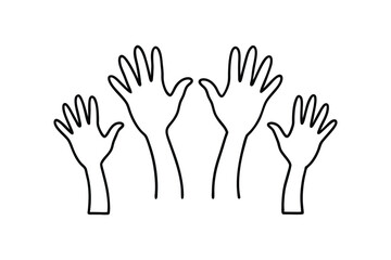 Minimalist One Line Drawing of Hands Raised Art Design