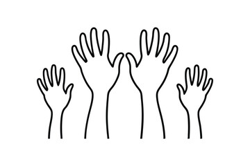 Minimalist One Line Drawing of Hands Raised Art Design
