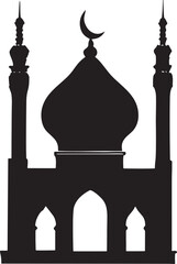 Mosque black icon isolated on white background. Vector illustration.