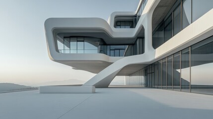 "A corporate headquarters with futuristic architecture,