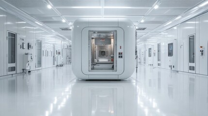 "A high-end electronic manufacturing facility, sleek modern design,