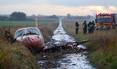 Emergency Response at Site of a Small Plane Crash in Rural Setting