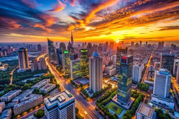 Obraz premium Aerial View of Cityscape Illustrating Legal Protection & Security