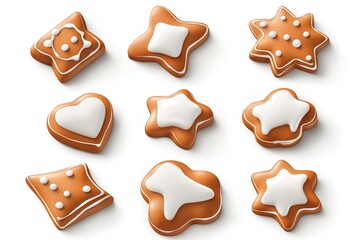 Delicious Christmas Gingerbread Cookies: Festive Variety of Shapes and Sizes, Perfect for Holiday Baking Blogs, Cards, and Festive Decorations. Sweet Treats, Warm Spices, Cozy Winter Vibes. Yummy     
