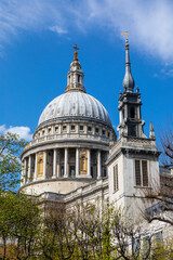 Fototapeta premium St. Pauls Cathedral and the old tower of St. Augustine Watling Street