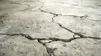 Obraz premium Cracked concrete surface with intricate fissures, showcasing wear and age in an urban setting