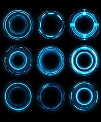 Collection of futuristic hud light blue frame. Technological background.