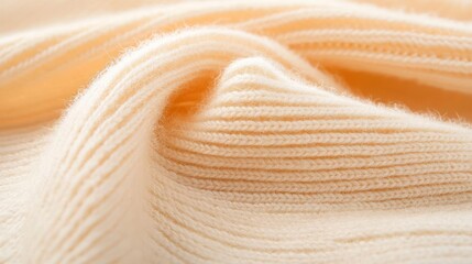 Cream Ribbed Knit Fabric Texture