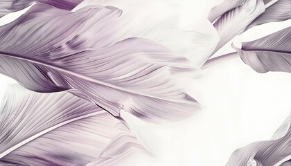 Soft, ethereal illustration of overlapping leaves in pastel hues.