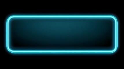 Fototapeta premium A glowing blue rectangle with neon light border, rounded corners and light effects on a simple and plain dark background.