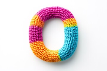 Vibrant Yarn Letter O: Colorful Knitted Alphabet, Handmade Craft, Rainbow Texture, Boho Style, Perfect for Kids Projects, Scrapbooking, Branding, Textile Design, Bright and Cheerful, Whimsical Font,  