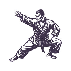 ju jitsu silhouette vector art illustration