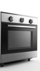 Fototapeta premium Modern kitchen oven with three knobs and a large glass window for easy monitoring