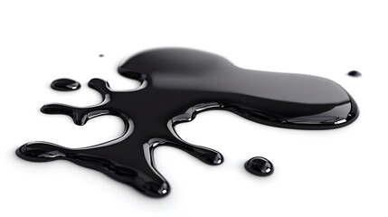 A spilled drop of oil forming a pattern on a white background