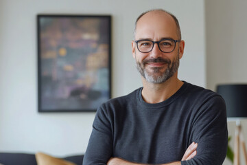 man with glasses smiling