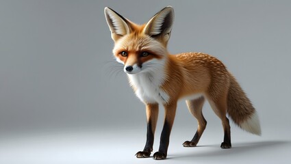 Obraz premium Standing Red Fox with Detailed Fur on a Clean Background