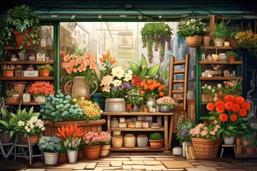 Flower shop outdoors plant architecture.