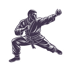 Dynamic Ju Jitsu Silhouette Vector Illustration