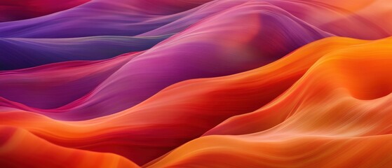 Obraz premium Abstract waves of color in purple and orange hues, vibrant texture for backgrounds, digital art, and modern design projects.