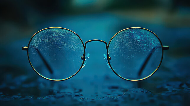Spectacles with smudged lenses reflecting aging vision and cherished memories