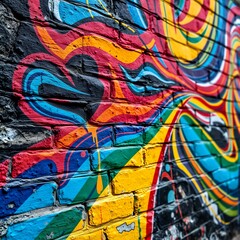 Vibrant Abstract Street Art Mural Close-Up