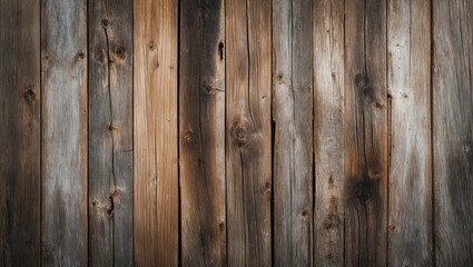 Obraz premium Close-up of rustic wooden planks with varying shades and textures, showcasing natural imperfections and grain patterns