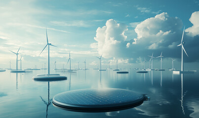 Innovative eco-friendly energy solutions for smart homes embracing sustainability with solar and wind energy in a tranquil coastal environment