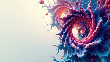 Abstract swirling fractal artwork with vibrant pink and blue hues, depicting a mesmerizing organic structure resembling a cosmic whirlpool or a deep-sea coral reef