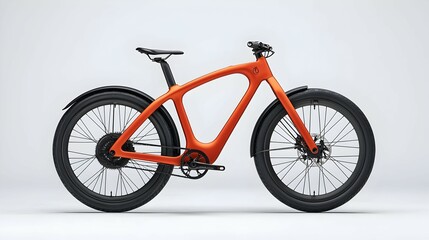 Naklejka premium Orange Carbon Fiber Electric Fat Tire Bicycle