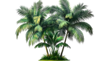 Tropical palm tree isolated on a transparent background. transparent Background, clipping path  -  