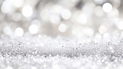 Obraz premium Silver glitter bokeh background, festive celebration, use for holidays