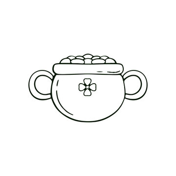 black and white pot of gold clip art preview