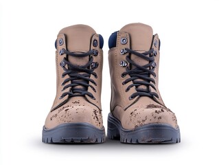 Well Worn Leather Boots Studio Shot Neutral Light. AI Generated