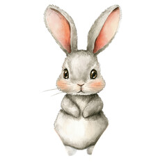 Obraz premium Cute fluffy rabbit illustration with large ears, whiskers, and expressive eyes perfect for children's themes or seasonal designs