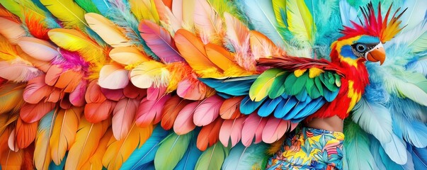 A vibrant and colorful parrot with stunning feather display.