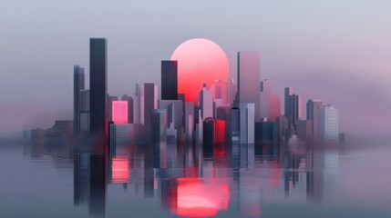 "A futuristic city skyline illuminated by holographic advertisements,