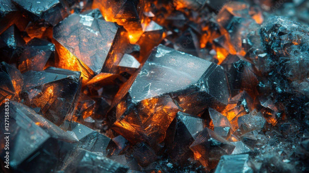 Aufkleber a breathtaking array of luminous crystals radiates warm hues of orange and gold within a dark, textu