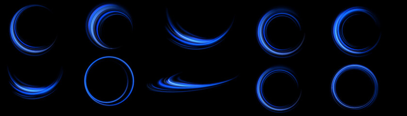 Light blue glowing effect. Glowing white speed lines. Abstract traffic lines on the road. Light trail wave, fire path trace line, car headlights, optical fiber and filament curve swirl png.