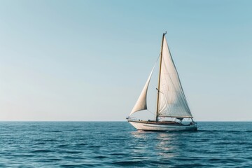 Fototapeta premium A sailboat in open seas transportation recreation outdoors.