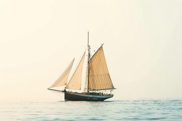 A sailboat in open seas transportation recreation vehicle.