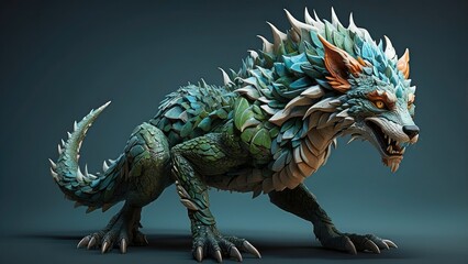 "Stunning 3D Rendering of a Majestic Green Fantasy Dragon"