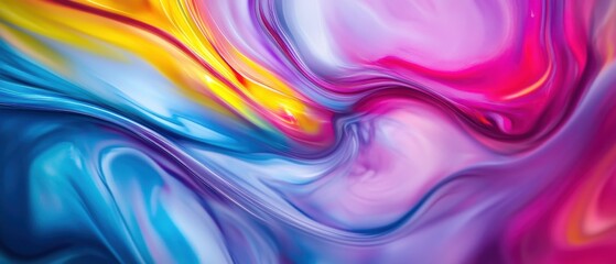 Obraz premium Colorful abstract background with vibrant swirls of pink, blue, and yellow paint. Perfect for digital design, wallpapers, and modern art projects.