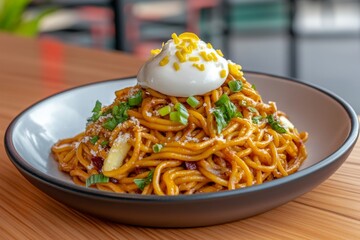 A plate of vibrant beetroot pasta, giving a unique twist to traditional noodles