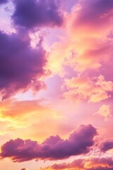 Obraz premium â€œColorful sunset sky with vibrant clouds and soft pastel colors, perfect for nature backgrounds, wallpapers, and landscape photography.â€