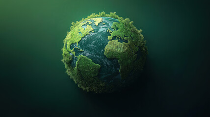 Fototapeta premium Sustainability message with a green Earth and nature background representing an eco-friendly global