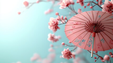 Delicate cherry blossom umbrella japanese garden floral photography serene atmosphere close-up beauty in nature